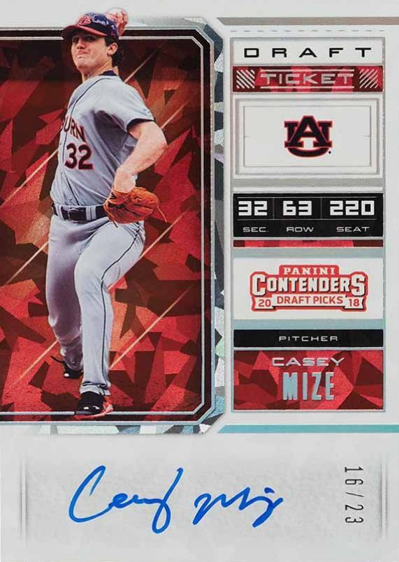 2018 Panini Contenders Draft Picks Draft Ticket Autograph Casey Mize #3 Baseball Card