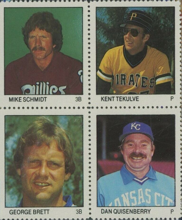 1983 Fleer Stamps Mike Schmidt/Kent Tekulve/George Brett/Dan Quisenberry # Baseball Card