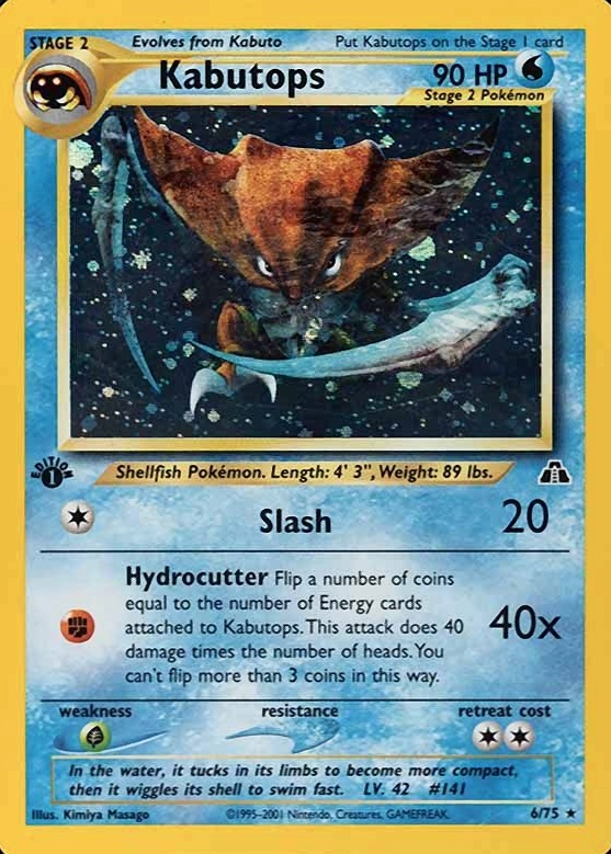 2001 Pokemon Neo Discovery Kabutops-Holo #6 TCG Card