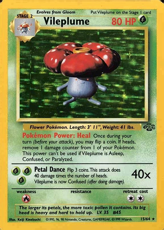 1999 Pokemon Jungle Vileplume-Holo #15 TCG Card