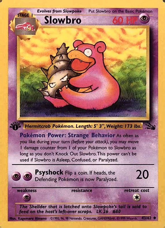 1999 Pokemon Fossil Slowbro #43 TCG Card