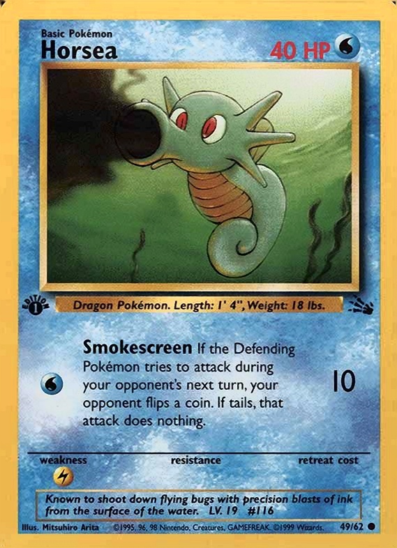 1999 Pokemon Fossil Horsea #49 TCG Card