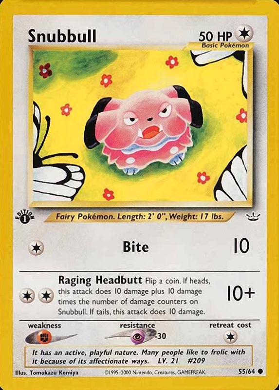 2001 Pokemon Neo Revelation 1st Edition Snubbull #55 TCG Card