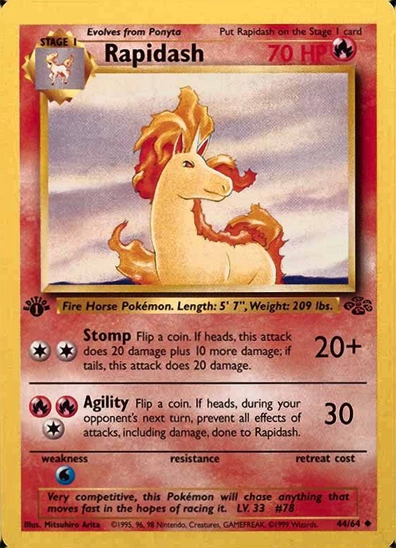 1999 Pokemon Jungle Rapidash #44 TCG Card