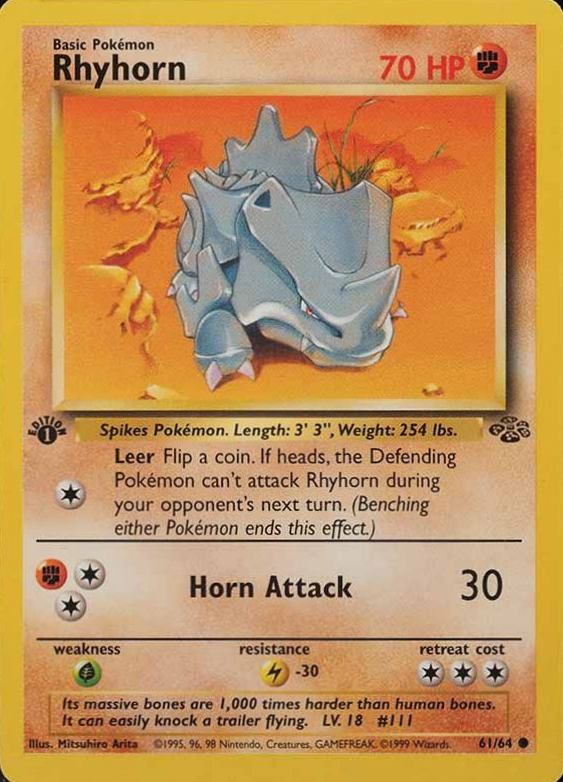 1999 Pokemon Jungle Rhyhorn #61 TCG Card