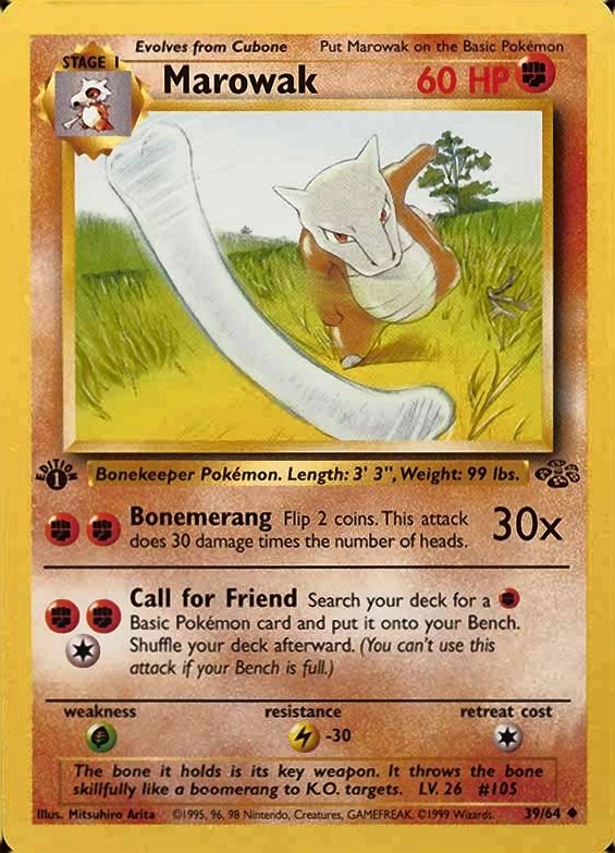 1999 Pokemon Jungle Marowak #39 TCG Card