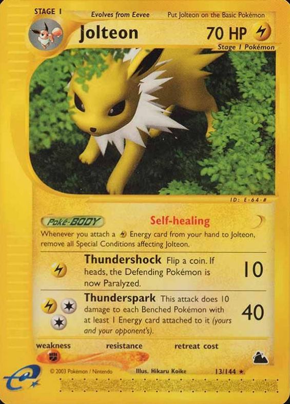 2003 Pokemon Skyridge Jolteon #13 TCG Card