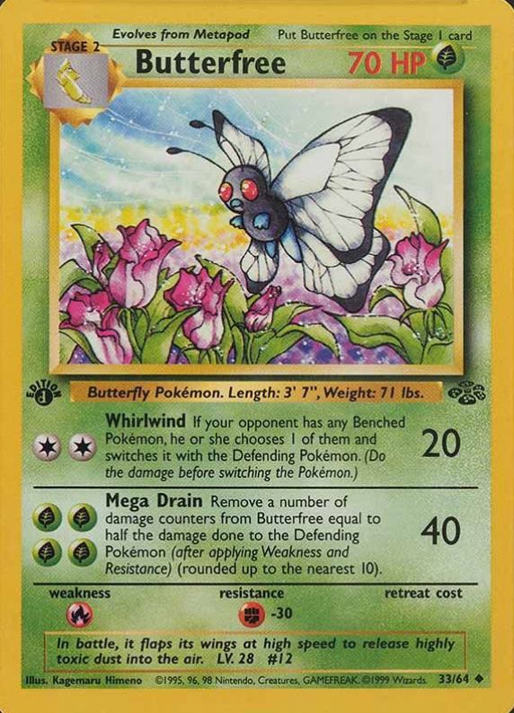 1999 Pokemon Jungle Butterfree #33 TCG Card