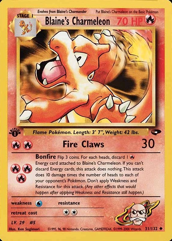 2000 Pokemon Gym Challenge Blaine's Charmeleon #31 TCG Card