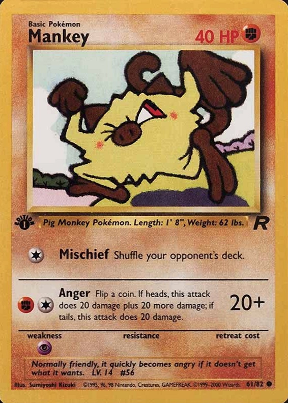 2000 Pokemon Rocket Mankey #61 TCG Card