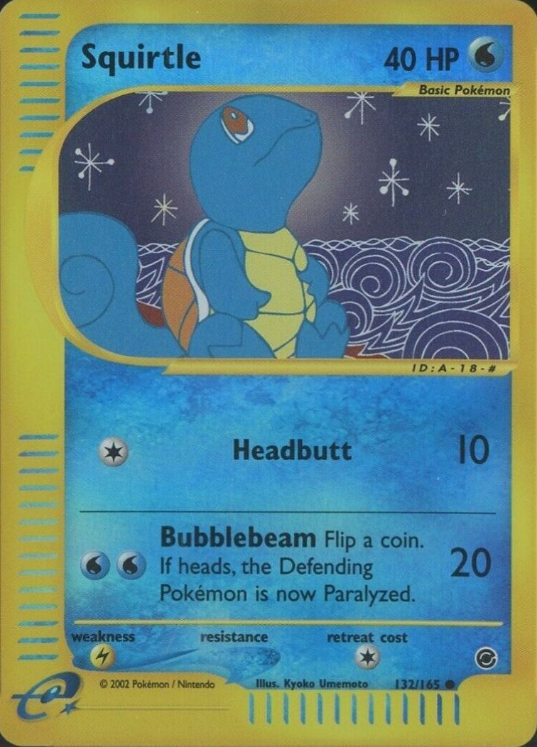 2002 Pokemon Expedition Squirtle-Reverse Foil #132 TCG Card