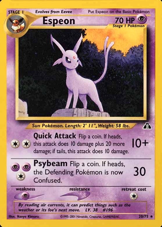 2001 Pokemon Neo Discovery Espeon #20 TCG Card