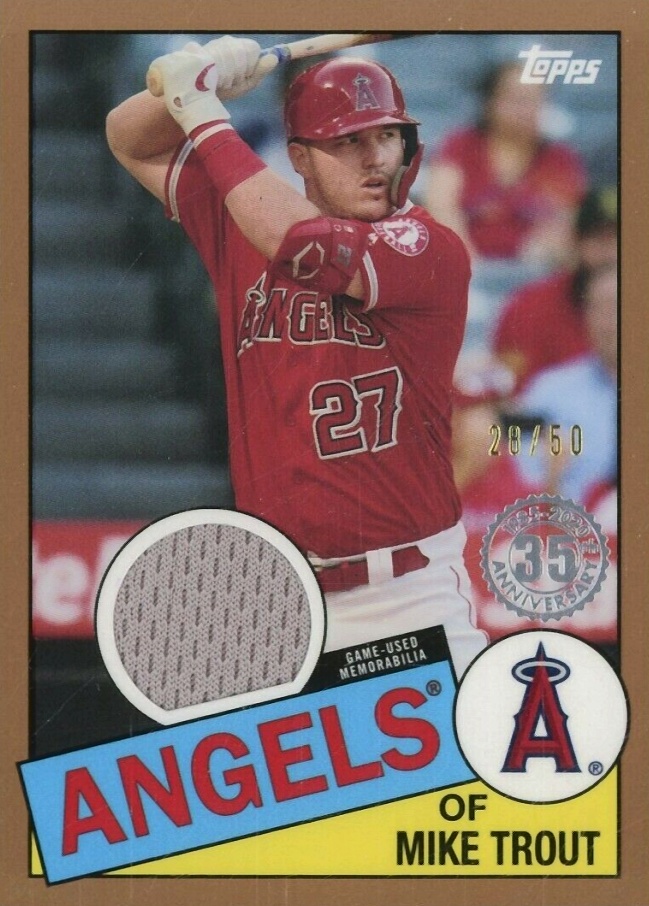 2020 Topps 1985 Topps Baseball Relics Mike Trout #85RMT Baseball Card