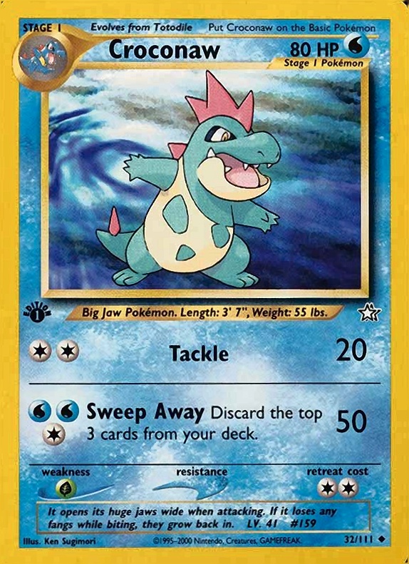 2000 Pokemon Neo Genesis 1st Edition Croconaw #32 TCG Card