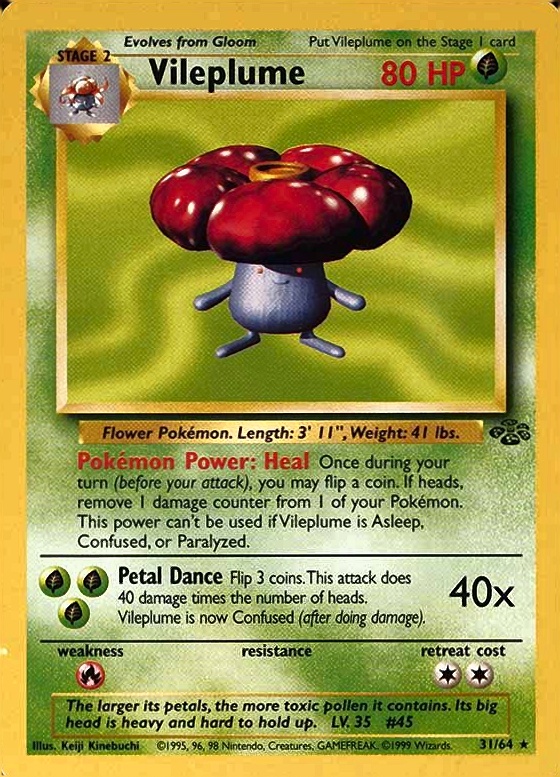 1999 Pokemon Jungle Vileplume #31 TCG Card