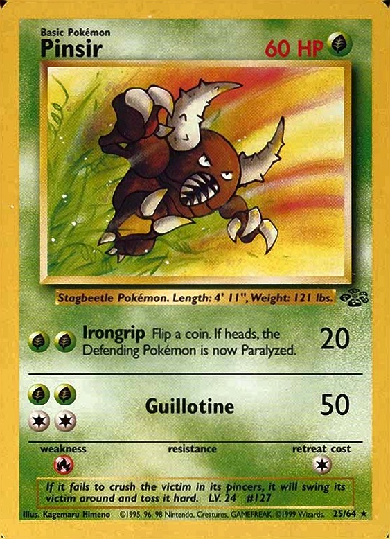 1999 Pokemon Jungle Pinsir #25 TCG Card