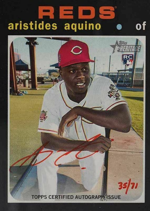 2020 Topps Heritage Real One Autograph Aristides Aquino #AAQ Baseball Card