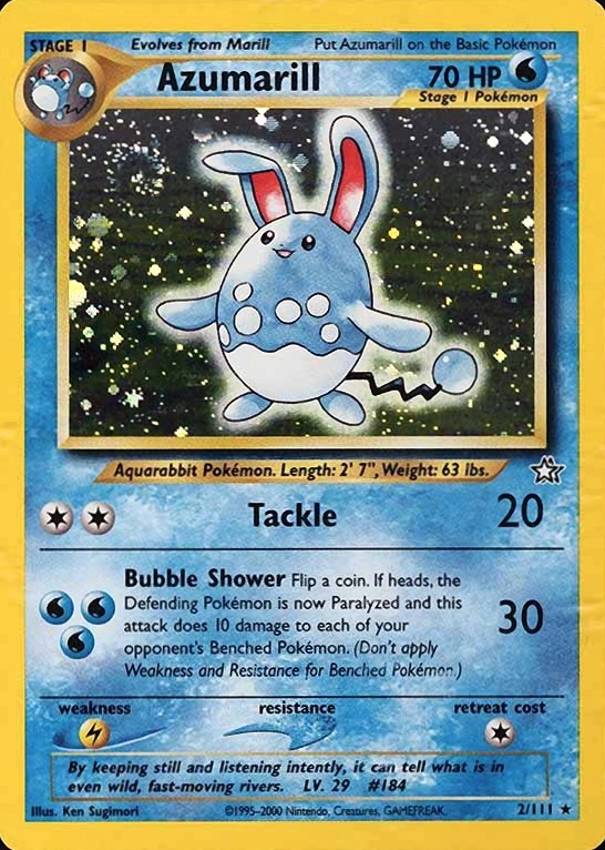 2000 Pokemon Neo Genesis Azumarill-Holo #2 TCG Card