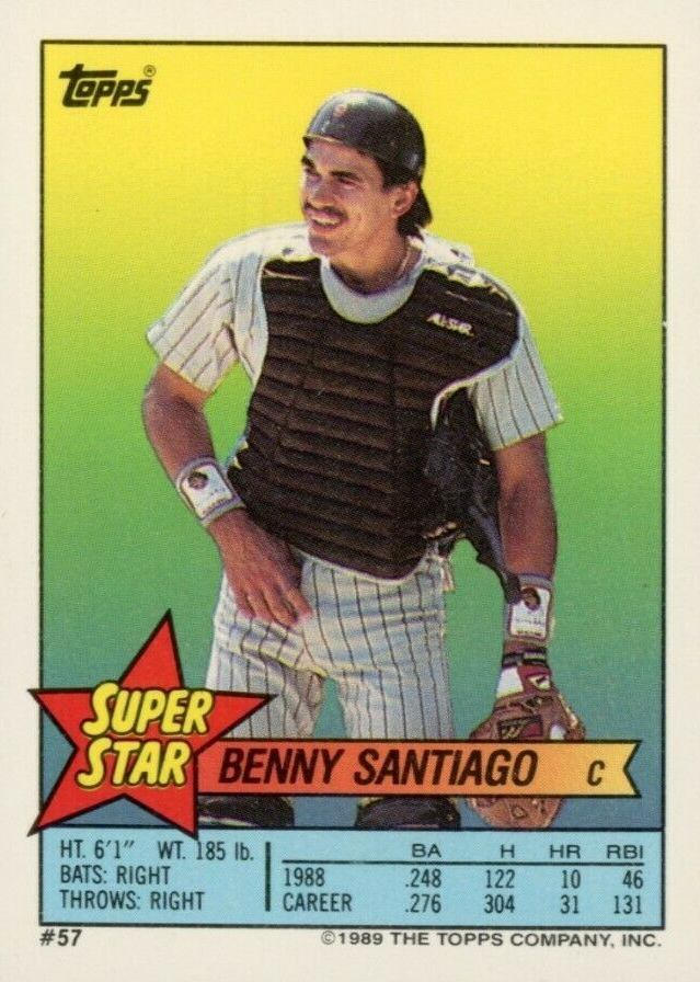 1989 Topps Stickercard Benny Santiago #57 Baseball Card