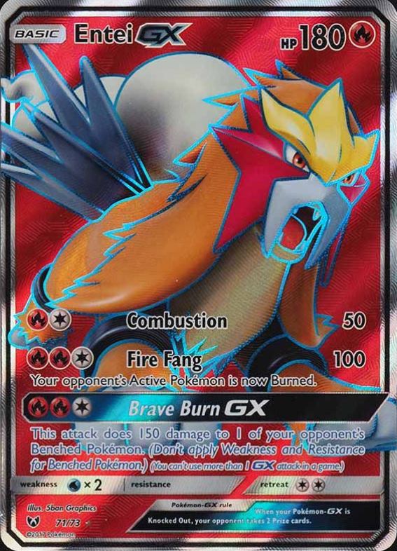 2017 Pokemon Sun & Moon Shining Legends Full Art/Entei GX #71 TCG Card