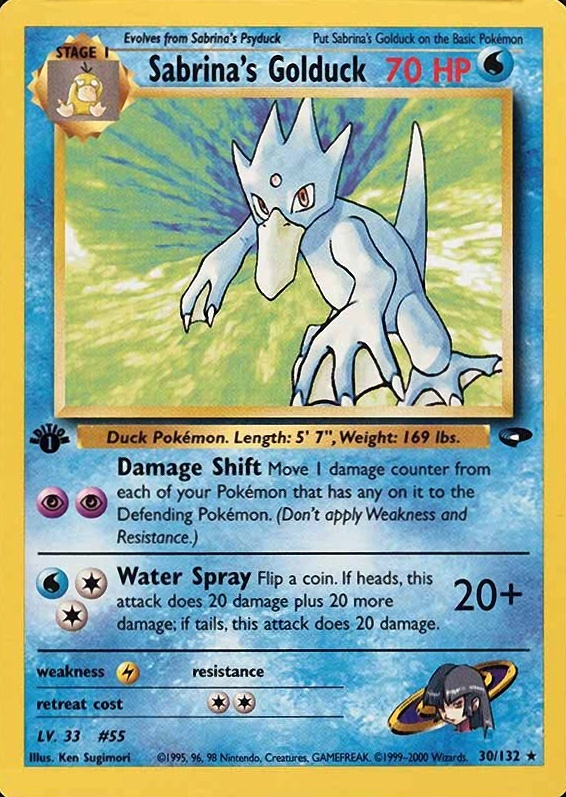 2000 Pokemon Gym Challenge Sabrina's Golduck #30 TCG Card