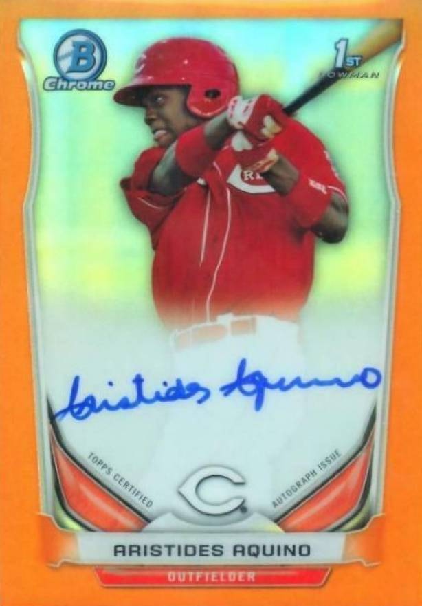 2014 Bowman Chrome Autograph Prospects Aristides Aquino #AA Baseball Card