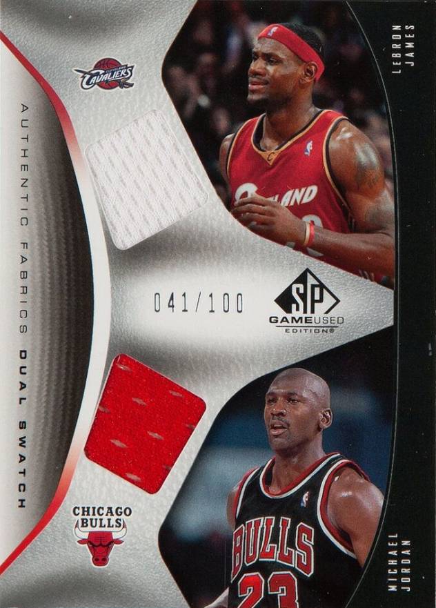 2006 SP Game Used Authentic Fabrics Dual LeBron James/Michael Jordan #AFDJJ Basketball Card