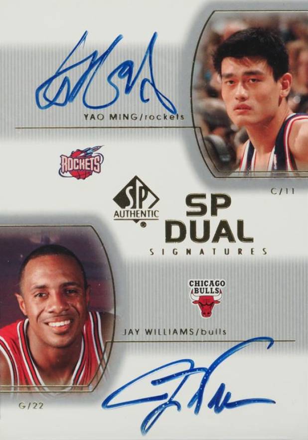 2002 SP Authentic SP Dual Signatures Jay Williams/Yao Ming #YM/JW Basketball Card