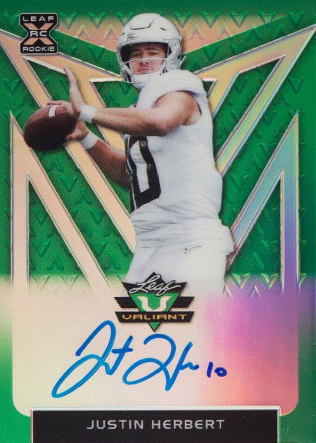 2020 Leaf Valiant Autographs Justin Herbert #BAJH2 Football Card