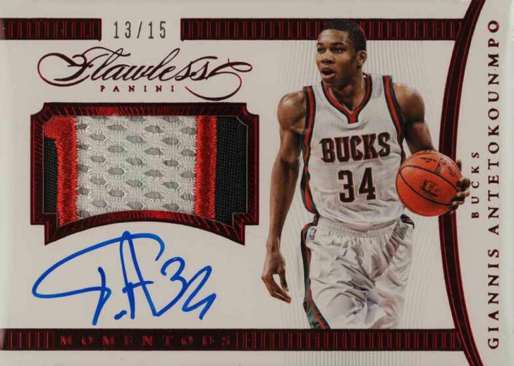 2014 Panini Flawless Momentous Autograph Memorabilia Giannis Antetokounmpo #MA-GA Basketball Card