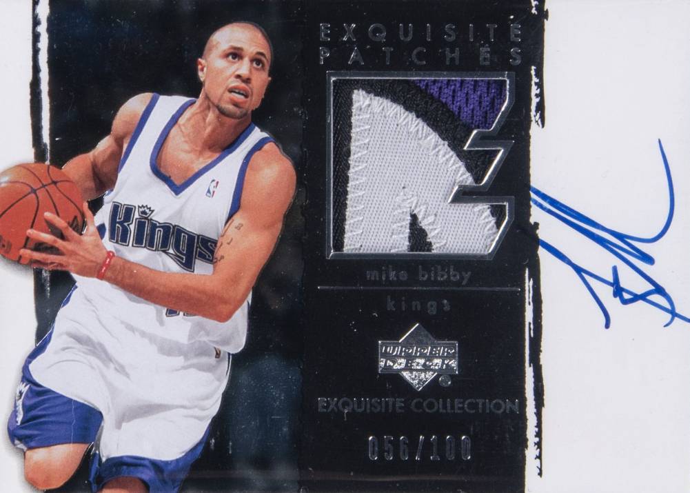 2003 Upper Deck Exquisite Collection Autograph Patches Mike Bibby #AP-MB Basketball Card