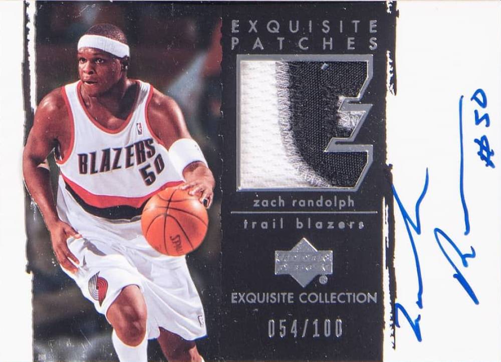 2003 Upper Deck Exquisite Collection Autograph Patches Zach Randolph #AP-ZR Basketball Card