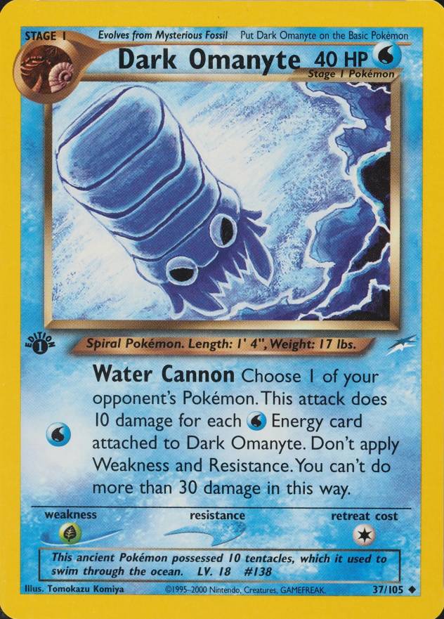 2002 Pokemon Neo Destiny  Dark Omanyte #37 TCG Card