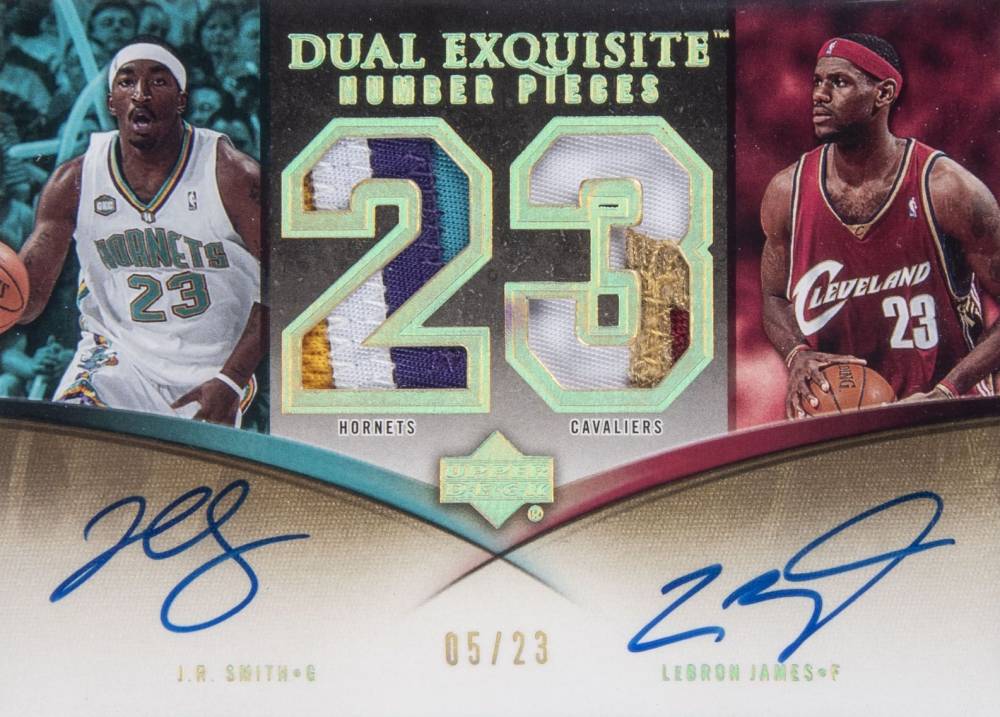 2005 Upper Deck Exquisite Collection Dual Numbers J.R. Smith/LeBron James #DN-SJ Basketball Card