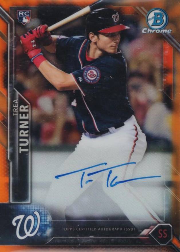 2016 Bowman Chrome Rookie Autographs Trea Turner #CRATT Baseball Card