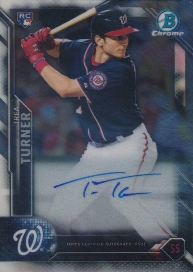 2016 Bowman Chrome Rookie Autographs Trea Turner #CRATT Baseball Card