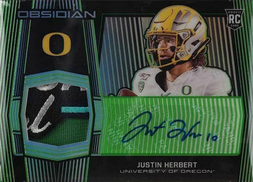 2020 Panini Obsidian Draft Picks Jersey Autographs Justin Herbert #28 Football Card