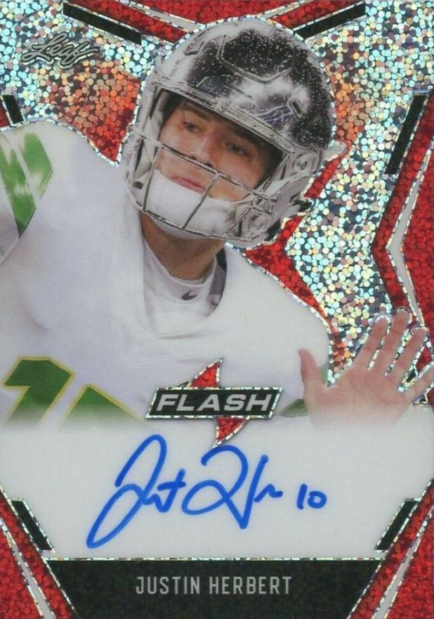 2020 Leaf Flash Autograph Portrait Justin Herbert #PAJH2 Football Card