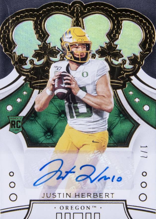 2020 Panini Chronicles Draft Picks Crown Royale Justin Herbert #14 Football Card