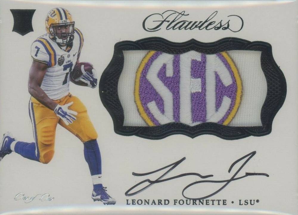 2017 Panini Flawless Collegiate Rookie Patch Autograph Leonard Fournette #LF Football Card