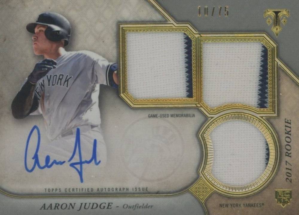 2017 Topps Triple Threads Rookie and Future Phenom Autographed Relic Aaron Judge #AJ Baseball Card