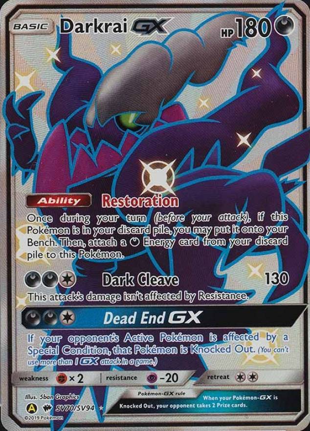 2019 Pokemon Sun & Moon Hidden Fates Full Art/Darkrai GX #SV70 TCG Card