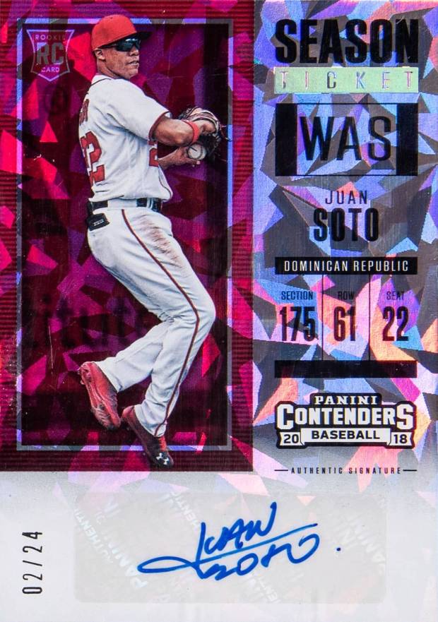 2018 Panini Chronicles Contenders Season Ticket Autographs Juan Soto #32 Baseball Card