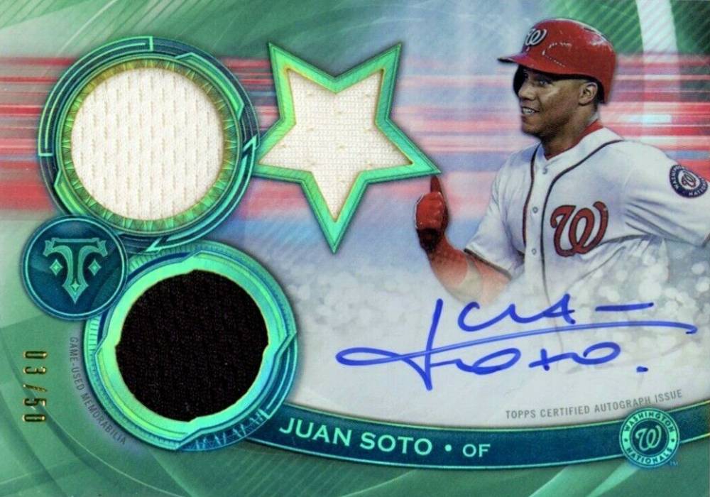 2019 Topps Triple Threads Rookies & Future Phenoms Autograph Relic Juan Soto #JSO Baseball Card