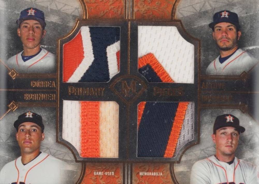 2017 Topps Museum Collection Primary Pieces Quad Relics Correa/Altuve/Springer/Bregman #CASB Baseball Card