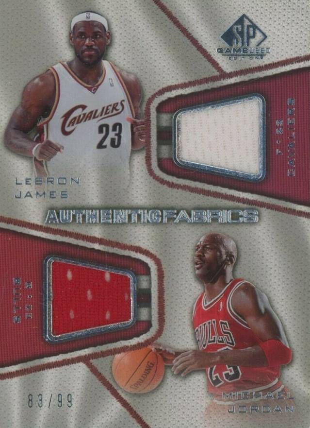 2007 SP Game Used Authentic Fabrics Dual Patch LeBron James/Michael Jordan #JJ Basketball Card