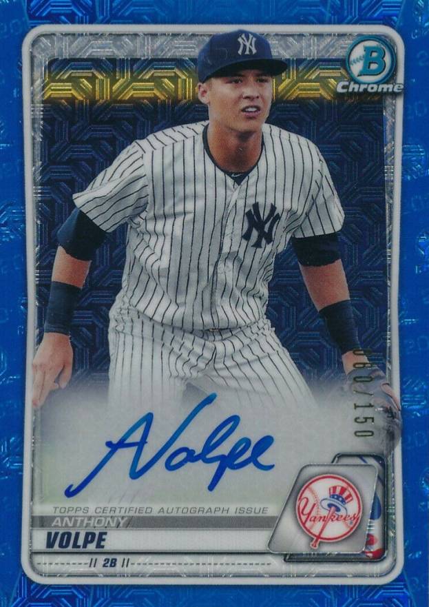 2020 Bowman Chrome Mega Box Autographs Anthony Volpe #BMAAVO Baseball Card