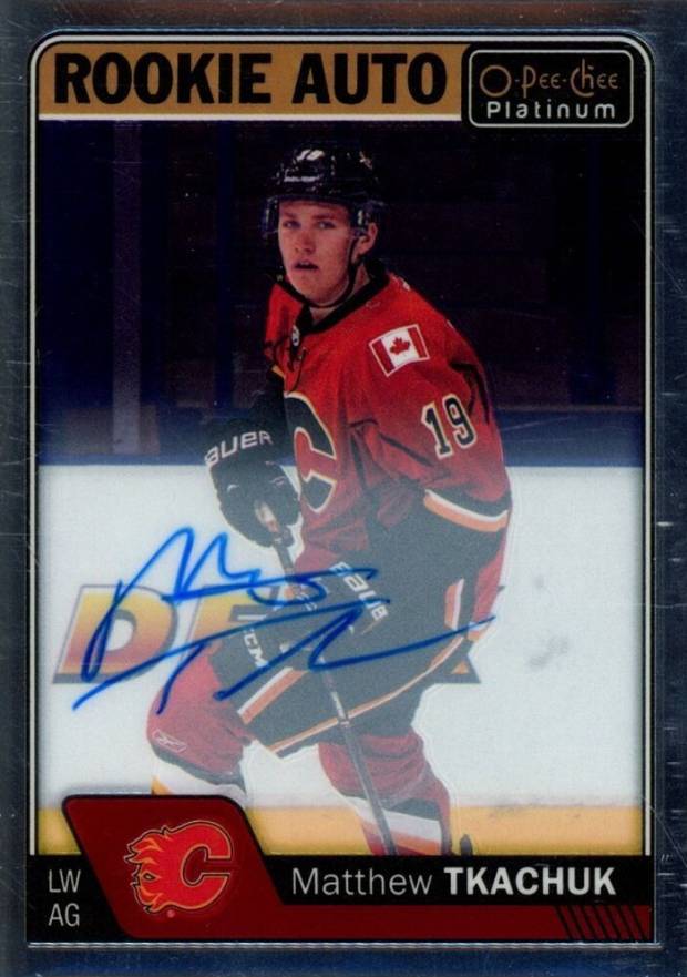 2016 O-Pee-Chee Platinum Rookie Autographs Matthew Tkachuk #RMT Hockey Card