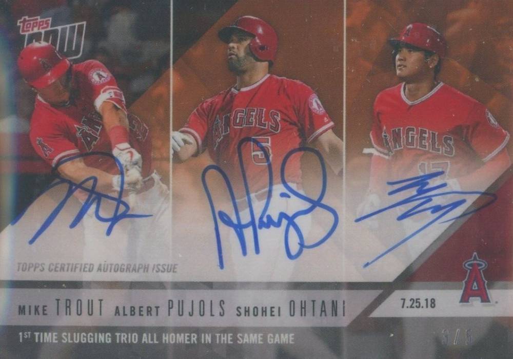 2018 Topps Now  Albert Pujols/Mike Trout/Shohei Ohtani #502C Baseball Card