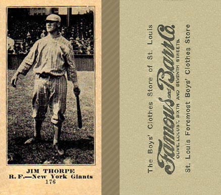 1916 Famous & Barr Co. Jim Thorpe #176 Baseball Card